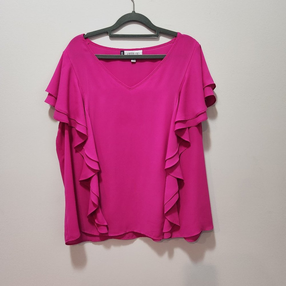 Bright Pink Ruffled Shirt